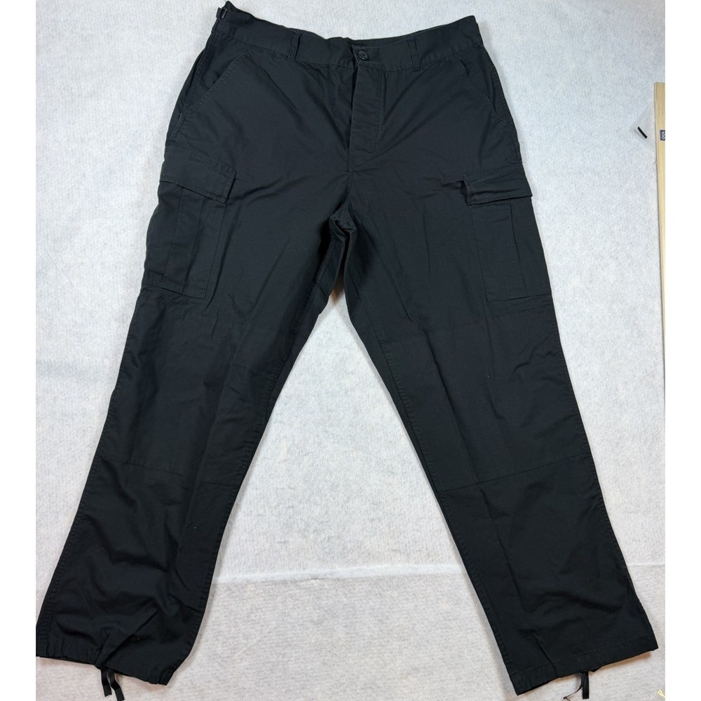 MOC Men's Tactical Pants Black Cargo Pocket Ripstop Heavy Duty Work Wear 35x32